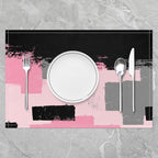 Feelyou Pink Black Grey Placemats Set of 4 for Kids Boys Girls Abstract Placemat for Kitchen Dining Table Decor Indoor Outdoor 18"x12" Ombre Modern Table Place Mats, Decor Buffalo Check