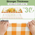 10 Packs Buffalo Disposable Table Cloth, 54 x 108 Inch Waterproof Plastic Tablecloth, Rectangle Pumpkin Orange and White Checkered Table Covers for Picnic, Birthday, Party