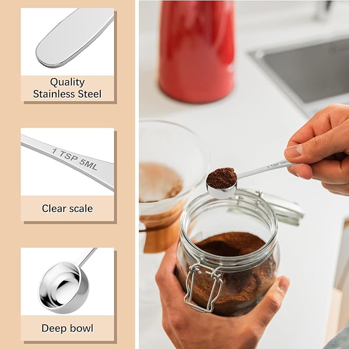 2PCS 1/2tbsp(1.5tsp, 7.5ml) Single Measuring Spoon, Stainless Steel Individual Teaspoon, Metal Measure Scoop with Gift Box