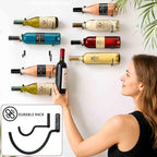 Wall-Mounted Wine Hook: 3 Pcs Hanging Wine Bottle Wall Holder - Metal Hooks | Hanging wine bottle holder, rust-proof coating, vertical design - metal hook for single bottle holder, small organizers