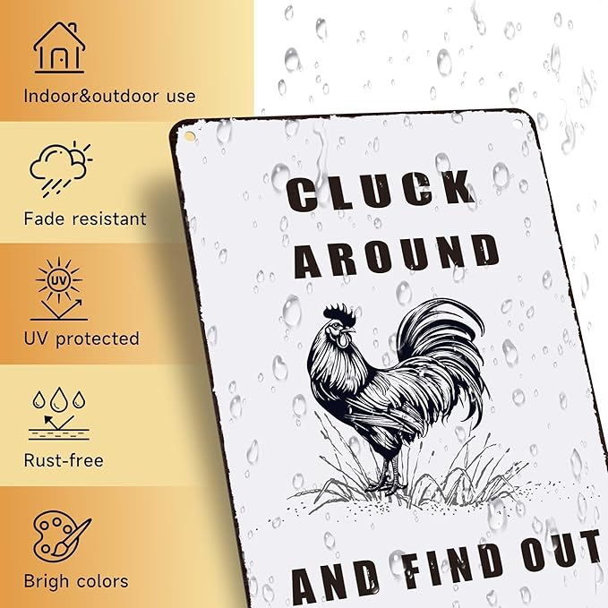 Chicken Coop Accessories Metal Signs,Funny Chickens Tin Signs - Chicken Decor Farmhouse Wall Decor,Chickens Gifts Rustic Farm House Decorations for Home/kitchen/Outdoor Garden