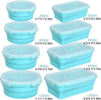Yaomiao 16 Pack Collapsible Food Storage Containers with Lid Air Vent Foldable 8 Rectangle Storage Bowl and 8 Round Silicone Food Bow for Lunch Camping Rv Accessories Microwave Freezer(Blue)
