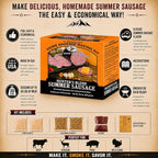 Hi Mountain HUNTER'S BLEND Summer Sausage Kit | Complete sausage seasoning kit. Includes: Seasoning, cure & 10 casings. Beef, pork, venison, deer, elk. Makes up to 30 lbs