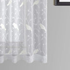 White Sheer Curtains 63 inches Length Birds Embroidered Window Treatment Curtain Sheer Voile Panels for Kitchen, Liviging Room, Bedroom, Small Windows, 42x63, Set of 2