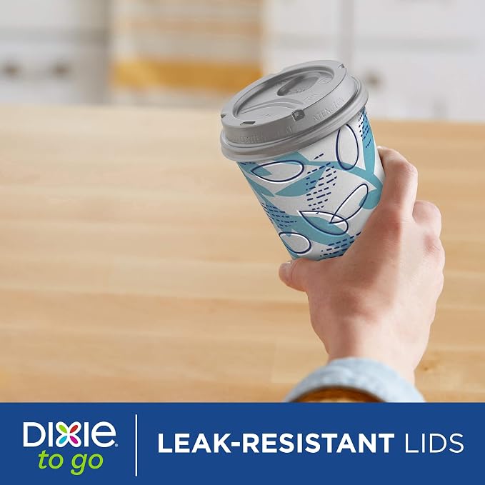 Dixie To Go Paper Coffee Cups With Lids, 12 oz, 156 Count (6 packs of 26 cups), Disposable Insulated Paper Cups for On-The-Go Hot or Cold Beverages
