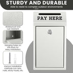 Yaocom Safe Metal Cash Box for Farm Stand – Money Drop and Secure Donation Collection, Wall Mount Lockable Unit with Pre Drilled Holes for Outdoor Self Serve(White,10.2 x 5.7 x 2.8 Inch)