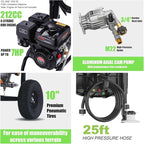 4200PSI Gas Pressure Washer 4.0GPM Gas Power Washer 212CC Gas Powered Washing Machine Commercial High Pressure Washer with 25ft Hose&5 Nozzles for Patio Garden Yard Vehicle,EPA/CARB/ETL (Black)