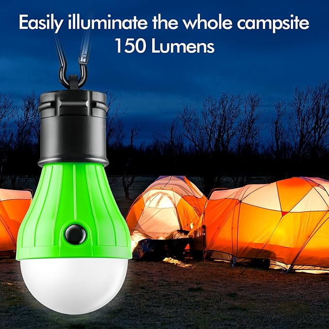 FLY2SKY Tent Lamp 5 Packs Portable Tent Light Clip Hook Hurricane Emergency Lights LED Camping Light Bulb Camping Tent Lantern Equipment for Camping Hiking Backpacking Fishing Outage | Battery Powered LED Tent Lights Bulbs Outdoor Camping Essentials fo...