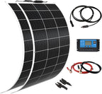 Flexible Solar Panel kit 200W 12V，2PCS 105W monocrystalline Solar Panel,20A Charge Controller,Extension Cable，Y-Type Connector for Off Grid RV, Boat,Cabin,Home Uneven Surfaces (200W Solar KIT White)