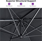 PURPLE LEAF 10 Feet Patio Umbrella Outdoor Cantilever Square Umbrella Aluminum Offset Umbrella with 360-degree Rotation for Garden Deck Pool Patio, Grey