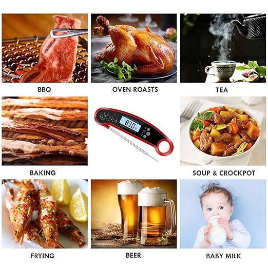 Meat Thermometer Digital for Grill Instant Read Meat Thermometer Waterproof Kitchen Gadgets Essentials Magnetic Probe Thermometer with Backlight and Display