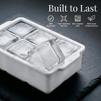 KitchFort® Large Silicone Ice Cube Tray (2-Pack) - 2" Big Ice Mold with Lid | Easy Release, Cocktail, Whiskey Ice Cubes Mold - Food Grade - Ice Cube Trays for Freezer - Stackable Silicone Ice Tray