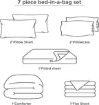 Bedsure Pink Comforter Set Full 7 Pieces, Light Pink White Striped Bedding Sets All Season Bed Set, 2 Pillow Shams, Flat Sheet, Fitted Sheet and 2 Pillowcases