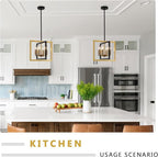 ANKYLHUA Small Black Gold Chandelier,6-Lights Ceiling Light Fixture E12,Adjustable Hight Pendant Lights Kitchen Island,Chandeliers for Dining Room Bedroom,Entryway,Foyer