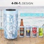 4-in-1 Slim Can Cooler Easy to Hold Insulated Beer Can Holder Double-Walled Stainless Steel for All 12 Oz Cans Blue Butterfly
