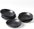 famiware Ocean Soy Sauce Dishes of 6, Oval Dipping Sauce Cups/Bowls for Kitchen, 2.1oz Ceramic Small Bowls for Side Dish, Appetizers, Snacks, and Sushi, Reactive Glaze, Dishwasher Safe, Matte Black
