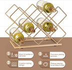 Countertop Wine Rack - 10 Bottle Freestanding Modern Gold Metal Small Wine Rack - Tabletop Wine Holder Stand for Cabinet, Pantry, Wine Bottle Storage…
