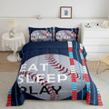 Feelyou Baseball Comforter Set Sports Game Bedding Set for Boys Girls Baseball Gaming Blue Stripe Comforter Gift for Baseball Softball Lover Room Decor Queen Size Quilt Boys