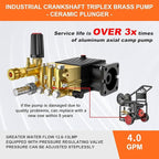4400PSI Gas Pressure Washer with Hose Reel, One-Button Start 296cc 15HP 4-Cycle Engine, 4.0 GPM Heavy Duty Power Washer with 50FT 3/8" Hose, Spray Gun & Wand, 5 Quick Connect Nozzles
