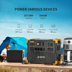 pecron Solar Generator E3600LFP 3072Wh with 6x300W Solar Panels, 5x3600W AC Outlets Portable Power Station, LiFePO4 Battery Backup Expanded to 15.36KWh, Power Station for Home Use, RV, Camping, CPAP
