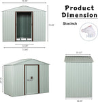 Favfurish 6 x 5 FT Outdoor Storage Shed Heavy Duty Metal-Shed with Punched Vents, Sliding Doors & Padlock,Large Waterproof Tool Sheds for Garden,Backyard,Lawn,Easy Assembly,White