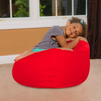 Posh Creations Bean Bag Chair for Kids, Teens, and Adults Includes Removable and Machine Washable Cover, Solid Red, 27in - Medium