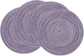 SHACOS Round Placemats Set of 4 Round Table Placemats Braided Cotton Place Mats 15 inch for Kitchen Dining Table Holiday Party (Light Purple, 4)