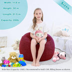 Stuffed Animal Storage Bean Bag Chair Cover (No Beans) for Kids and Adults.Soft Premium Corduroy Stuffable Beanbag for Organizing Children Plush Toys or Memory Foam Small 100L (WineRed)
