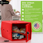 Dual Combination & Keyed Lockbox - Lockable Box for Everyday Use - Multi-Purpose lock for Home & Office Safety - Made of Industrial-Grade Plastic - One Size (Medical Red)