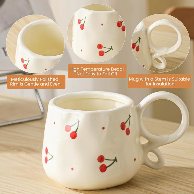 Ceramic Cute Mug For Women,Pretty Coffee Mug,9 oz,Nnique Espresso Mug.Hand-Painted Tea Cup for Women
