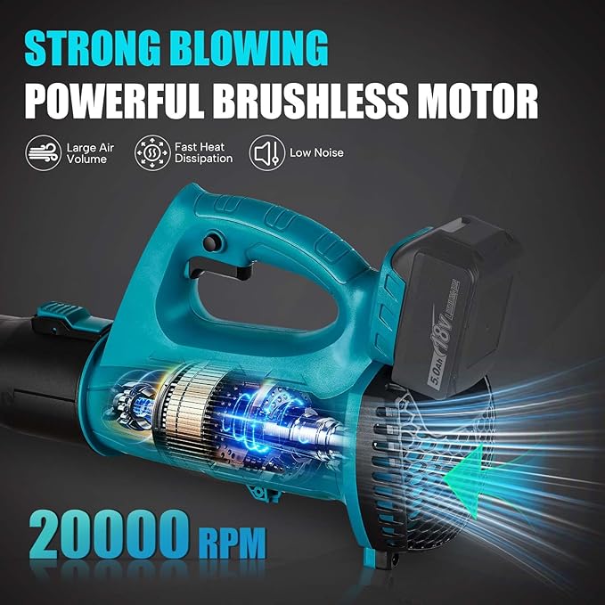 Cordless Leaf Blower for Makita 18V Battery, 450CFM 150MPH Electric Leaf Blower, 6 Speed Lightweight Handheld Leaf Blower for Lawn Care, Patio, Snow, Dust, Blowing Leaves (Battery NOT Included)