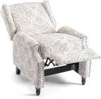 UIXE Recliner Chair, Fabric Upholstered Armchair Pushback Accent Chair for Living Room, Floral Rivet Trim Club Chair Home Theater Single Sofa Reading Seat - Beige Pattern