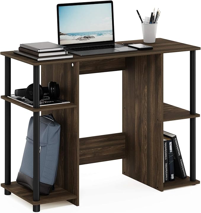 Furinno Jaya Computer Study Desk, Columbia Walnut/Black