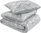 Codi Grey Queen Comforter Set, Silver Print Bedding Sets for Queen Size Bed - 4 Piece includes 1 Queen/Full Comforter with 1 Decorative Pillow and 2 Pillow Cases - All Season Warm