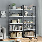 OTK 5 Tier Bookshelf, Tall Bookcase, Office Shelf Storage Organizer, Modern Book Shelf for Living Room, Bedroom, and Home Office, White Marble