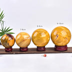 JIC Gem Natural Eggs Yolk Quartz Ball Sphere Gemstone Healing Crystal Decorative Ball with Stand Spiritual Chakra Meditation Reiki Home Office Decoration 6-7cm