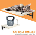 Wall-Mounted Cat Climber Set,Space-Saving Cat Wall Shelves for Large Cats | Multi-Level Climbing, Wood Wall Furniture, Perches, Bridge, Hammock, Scratcher, Indoor 40 lbs Small Place Corner Room Play