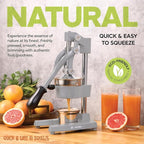 Eurolux Ultra-Premium Cast Iron Juicer | Extra-Large, Heavy Duty, Commercial Grade, Stainless Steel Manual Hand Press Citrus Squeezer For Fresh Orange Juice, Pomegranate, Lemon, and Much More (Gray)