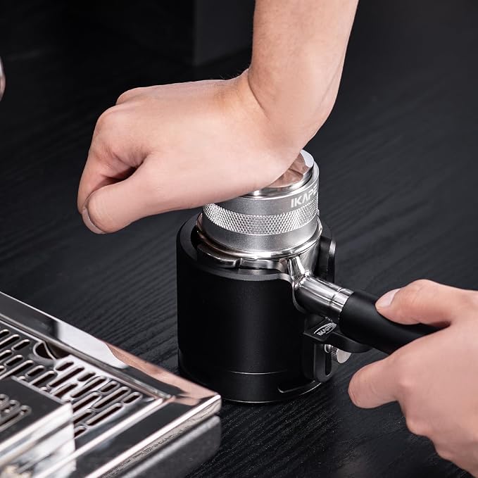 IKAPE Coffee Products, 58mm Coffee Distributor & Hand Tamper, Adjustable Depth Espresso Distributor Fits All 58mm Espresso Portafilter(Silver))