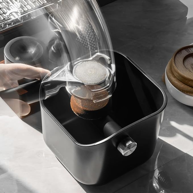 3 In 1 Espresso Knock Box Set, Coffee Puck Disposal Box with Cleaning Brush and Towel, Detachable Quiet Silicone Bar Coffee Ground Bin, Durable Barista Maintenance Tools