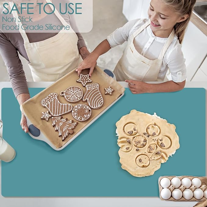 Extra Large Silicone Countertop Mat, Silicone Table Mat Kitchen Counter Protector Nonslip Heat Resistant Desk Mat for Crafts Kids Dinner Placemat Pastry Dough Rolling Mat, Dark Green