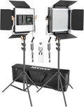 Neewer 2 Packs Advanced 2.4G 480 LED Video Light Photography Lighting Kit with Bag, Dimmable Bi-Color LED Panel with 2.4G Wireless Remote, LCD Screen and Light Stand for Portrait Product Photography
