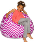 Posh Creations Bean Bag Chair for Kids, Teens, and Adults Includes Removable and Machine Washable Cover, Pattern Chevron Purple and White, 38in - Large