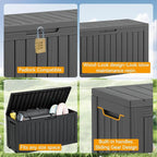 KAMABOKO Deck Box, 75 Gallon Resin Indoor and Outdoor Storage Boxes Waterproof for Garden Tools, Pool Accessories Storage Bench, Patio Furniture and Cushions with Lockable Lid, Black
