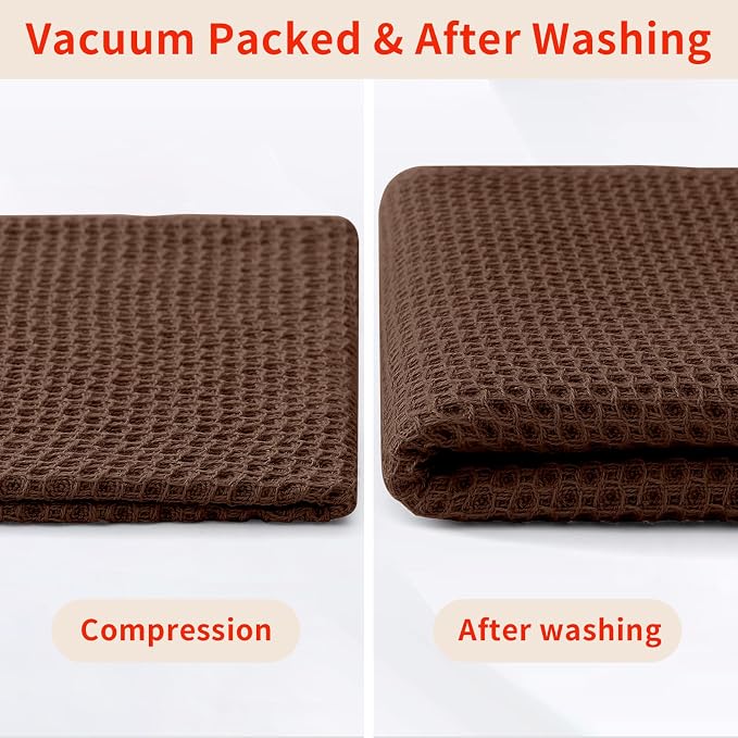 Homaxy 100% Cotton Waffle Weave Kitchen Towels, 5-Pack, Coffee | 13 x 28 Inches, Ultra Soft Absorbent Dish Towels, Quick Drying Cleaning Towels