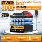 Cordless Pressure Washer, 21V Portable Pressure Washer Cordless, 130Bar Powerful car Washer with 2 * 3.0AhBattery&Multifunctional Nozzle, for Cars/Floors/Gardens