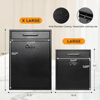 xydled Wall-Mount Mailboxes with Combination Lock, Black, Large | Steel Combination Lock Mail Boxes Outdoor, Locking Wall Mount Mailbox, Security Key Drop Box, 13.4H x 11.6L x 5.8W Inches