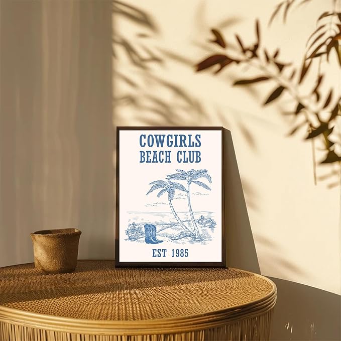 XOCUUI Light Blue Coquette Trendy Preppy Wall Art Prints, Coastal Granddaughter Wall Art for Girls Dorm, Blue Coquette Posters for Girls Bedroom Dorm, 8x10 Unframed