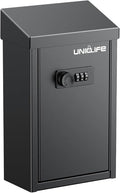 Uniclife Cash Box with Combination Lock, Wall Mounted Mailbox for Outside | Black Code Lock Box, Metal Donation Box with Top Slot, Suggestion Box for Office and Business