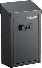 Uniclife Cash Box with Combination Lock, Wall Mounted Mailbox for Outside | Black Code Lock Box, Metal Donation Box with Top Slot, Suggestion Box for Office and Business